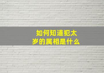 如何知道犯太岁的属相是什么