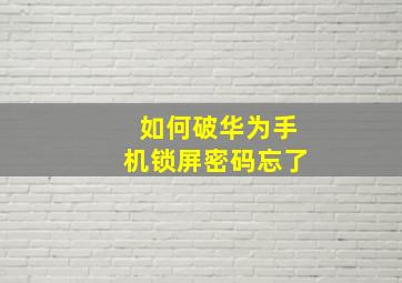 如何破华为手机锁屏密码忘了