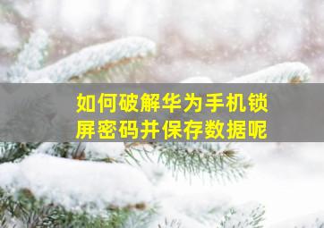 如何破解华为手机锁屏密码并保存数据呢