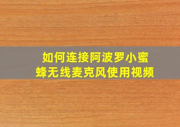 如何连接阿波罗小蜜蜂无线麦克风使用视频