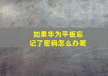 如果华为平板忘记了密码怎么办呢