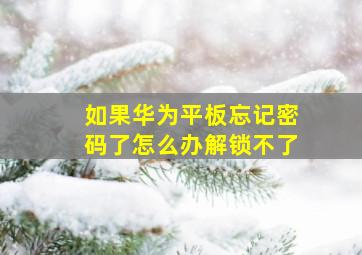 如果华为平板忘记密码了怎么办解锁不了