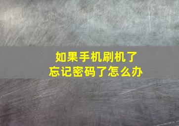 如果手机刷机了忘记密码了怎么办