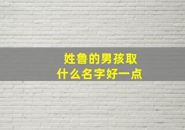 姓鲁的男孩取什么名字好一点