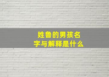 姓鲁的男孩名字与解释是什么