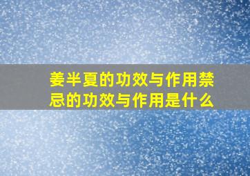 姜半夏的功效与作用禁忌的功效与作用是什么