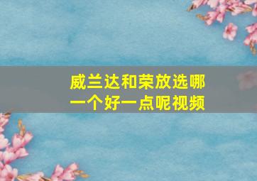 威兰达和荣放选哪一个好一点呢视频