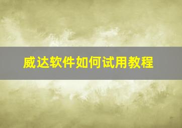 威达软件如何试用教程