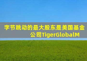 字节跳动的最大股东是美国基金公司TigerGlobalM