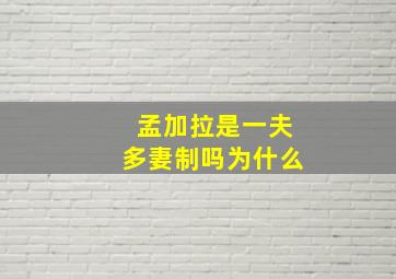 孟加拉是一夫多妻制吗为什么