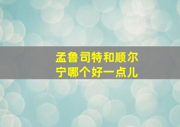 孟鲁司特和顺尔宁哪个好一点儿