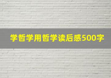 学哲学用哲学读后感500字