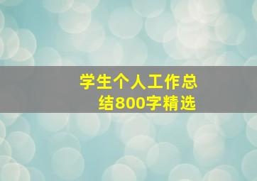 学生个人工作总结800字精选