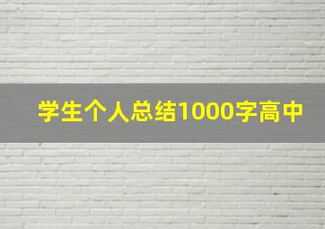 学生个人总结1000字高中