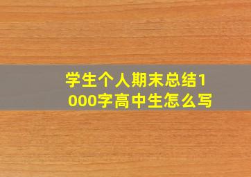 学生个人期末总结1000字高中生怎么写