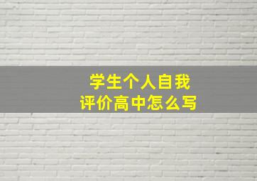 学生个人自我评价高中怎么写