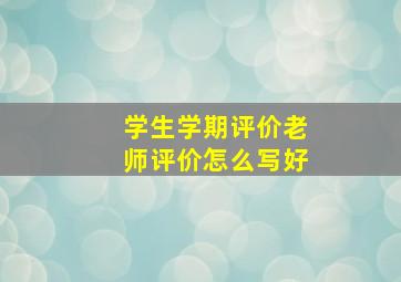 学生学期评价老师评价怎么写好