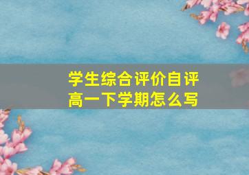 学生综合评价自评高一下学期怎么写