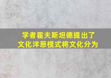 学者霍夫斯坦德提出了文化洋葱模式将文化分为