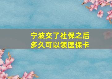 宁波交了社保之后多久可以领医保卡