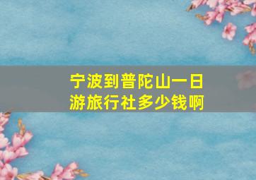 宁波到普陀山一日游旅行社多少钱啊