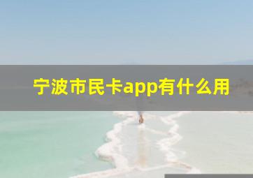 宁波市民卡app有什么用