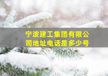 宁波建工集团有限公司地址电话是多少号