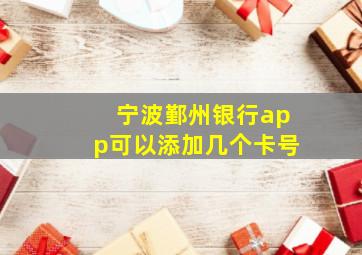 宁波鄞州银行app可以添加几个卡号