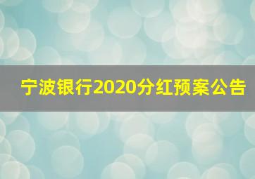 宁波银行2020分红预案公告