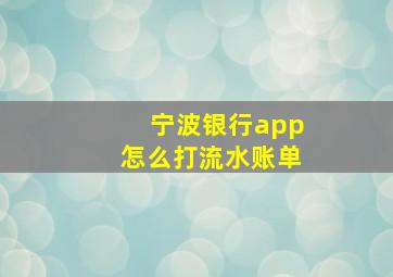 宁波银行app怎么打流水账单