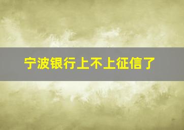 宁波银行上不上征信了