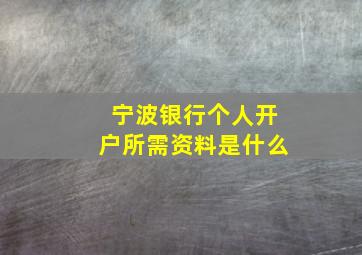 宁波银行个人开户所需资料是什么