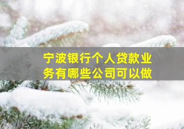 宁波银行个人贷款业务有哪些公司可以做