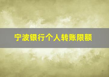 宁波银行个人转账限额