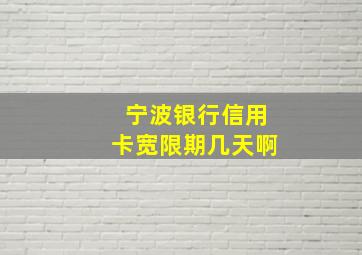 宁波银行信用卡宽限期几天啊