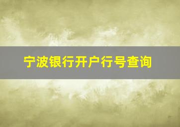 宁波银行开户行号查询