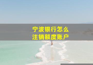 宁波银行怎么注销额度账户