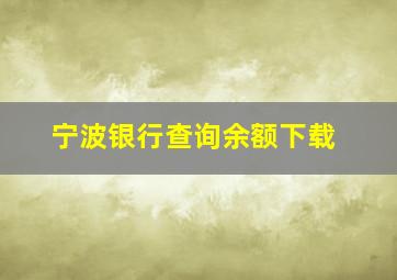 宁波银行查询余额下载