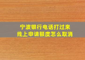 宁波银行电话打过来线上申请额度怎么取消