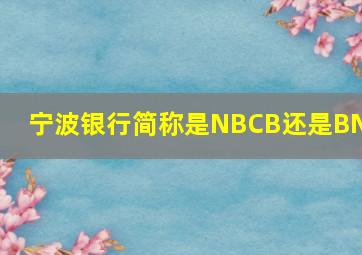 宁波银行简称是NBCB还是BNB