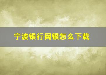 宁波银行网银怎么下载