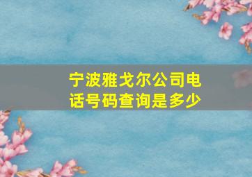 宁波雅戈尔公司电话号码查询是多少