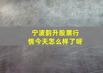 宁波韵升股票行情今天怎么样了呀