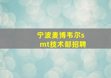 宁波麦博韦尔smt技术部招聘