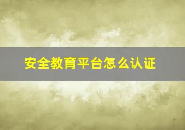 安全教育平台怎么认证