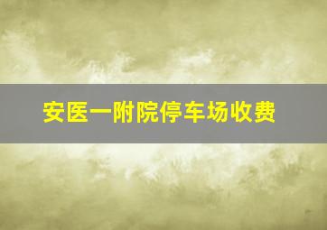 安医一附院停车场收费