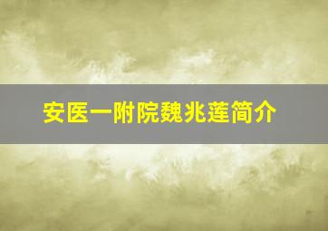 安医一附院魏兆莲简介