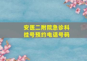 安医二附院急诊科挂号预约电话号码