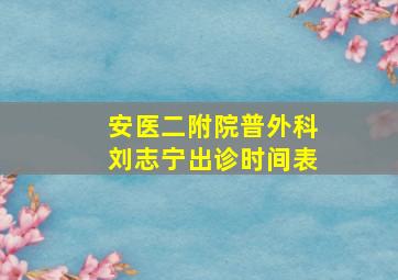 安医二附院普外科刘志宁出诊时间表