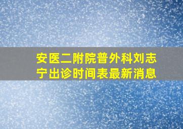 安医二附院普外科刘志宁出诊时间表最新消息